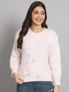 BROOWL Women Pink Woollen Sweater Vest