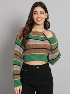 BROOWL Women Multicoloured Colourblocked Woollen Sweater Vest