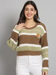 BROOWL Women Multicoloured Woollen Sweater Vest