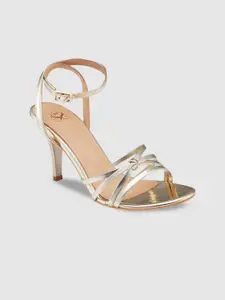 Sole To Soul Knotted Open Toe Party Slim Heels With Ankle Loop