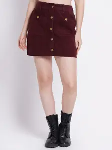 SUMAVI-FASHION Corduroy Organic Cotton Straight Mini Skirt