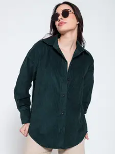 Lounge Dreams Comfort Oversized Fit Drop-Shoulder Sleeves Corduroy Casual Shirt