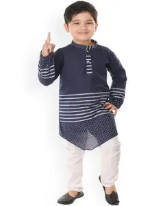BAESD Boys Striped Pure Cotton Kurta With Trousers