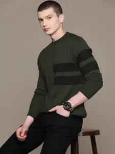 Roadster Men Striped Acrylic Pullover