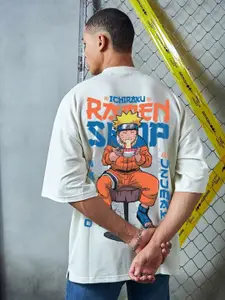 Bewakoof Heavy Duty Naruto Printed Drop-Shoulder Sleeves Oversized T-shirt