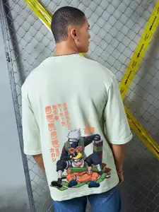 Bewakoof Heavy Duty 1.0 Official Naruto Merchandise Sensei Graphic Print Oversized T-shirt