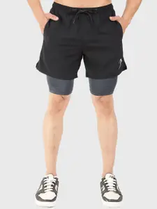 FUAARK Men Black Skinny Fit Training or Gym Sports Shorts with Antimicrobial Technology
