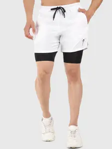 FUAARK Men White Skinny Fit Training or Gym Sports Shorts with Antimicrobial Technology