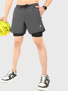 FUAARK Men Charcoal Skinny Fit Training or Gym Sports Shorts with Antimicrobial Technology