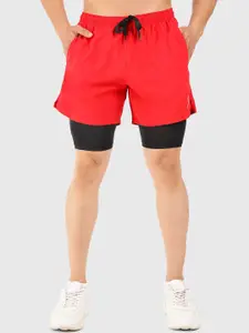 FUAARK Men Red Skinny Fit Training or Gym Sports Shorts with Antimicrobial Technology