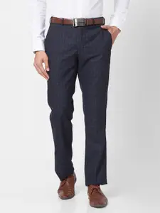 Park Avenue Men Mid Rise Checked Smart Slim Fit Formal Trousers