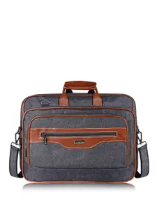 LOREM Men Grey & Tan Laptop Bag