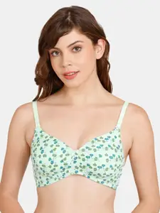 Rosaline by Zivame Green & Green Abstract Bra Medium Coverage Lightly Padded