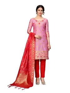 MANVAA Ethnic Motifs Woven Designed Banarasi Jacquard Unstitched Dress Material