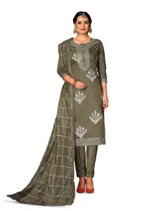 MANVAA Ethnic Motifs Embroidered Unstitched Dress Material