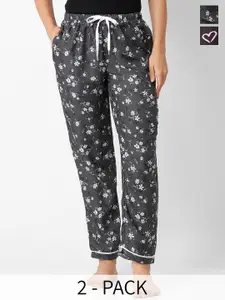 NOIRA Pack Of 2 Mid-Rise Printed Lounge Pants
