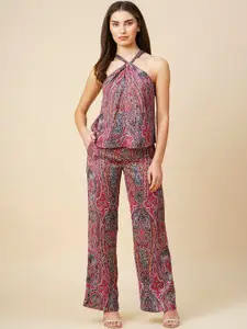 Chemistry Printed Sleeveless Top &Trousers Co-Ords