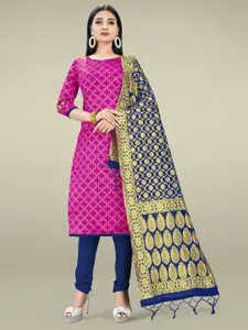 MANVAA Floral Printed Zari Unstitched Dress Material