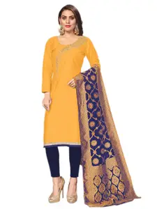 MANVAA Yellow Embellished Unstitched Dress Material