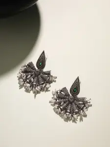 Priyaasi Silver-Toned Drop Earrings