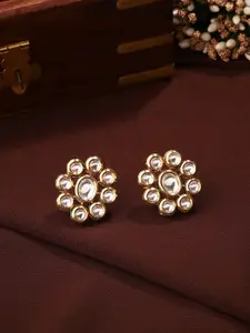 Priyaasi Gold-Plated Floral Kundan-Studded Studs Earrings
