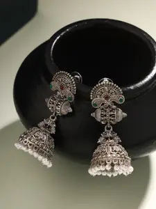 Priyaasi Silver-Toned Jhumkas Earrings