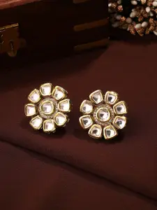 Priyaasi Gold-Plated Kundan-Studded Floral Studs Earrings