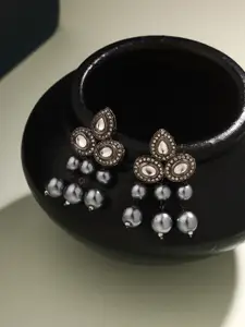 Priyaasi Silver-Plated Kundan Studded Contemporary Studs