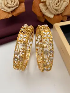 ATIBELLE Set Of 2 Gold-Plated Kundan-Studded Bangles