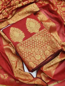 MANVAA Ethnic Motifs Woven Design Zari Banarasi Jacquard Unstitched Dress Material