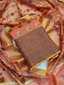 MANVAA Floral Woven Design Zari Unstitched Dress Material