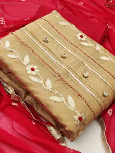 MANVAA Floral Embellished Gotta Patti Unstitched Dress Material