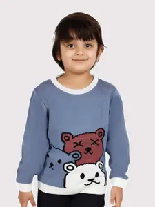 JoE Hazel Boys Graphic Self Design Acrylic Pullover Sweater