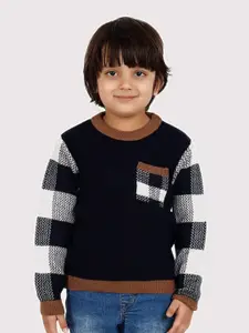 JoE Hazel Boys Checked Acrylic Pullover Sweater