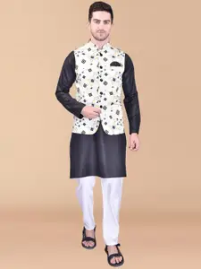 PRINTCULTR Mandarin Collar Pure Cotton Kurta with Trouser With Nehru Jacket