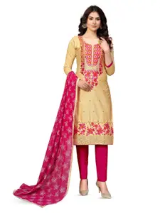 MANVAA Floral Embroidered Unstitched Dress Material