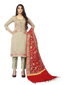 MANVAA Floral Embroidered Unstitched Dress Material