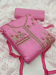 MANVAA Floral Embroidered Unstitched Dress Material