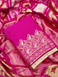 MANVAA Ethnic Motifs Woven Design Zari Unstitched Dress Material