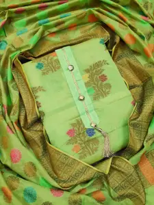 MANVAA Ethnic Motifs Woven Design Zari Unstitched Dress Material