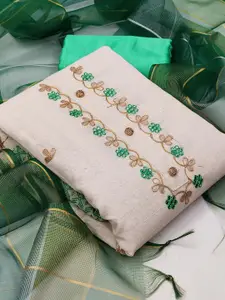 MANVAA Floral Embroidered Sequinned Unstitched Dress Material