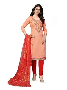 MANVAA Ethnic Motifs Embroidered Beads and Stones Unstitched Dress Material