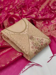 MANVAA Floral Embroidered Unstitched Dress Material