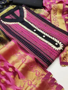 MANVAA Pink Embellished Pure Cotton Unstitched Dress Material