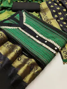 MANVAA Striped Printed Gotta Patti Pure Cotton Unstitched Dress Material