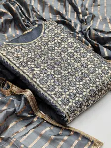 MANVAA Floral Embellished Modal Chanderi Unstitched Dress Material