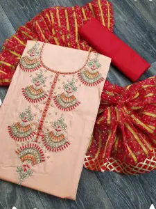 MANVAA Ethnic Motifs Embroidered Beads & Stones Unstitched Dress Material