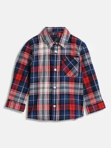 Tommy Hilfiger Boys Tartan Checked Spread Collar Casual Shirt