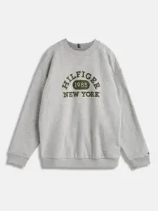 Tommy Hilfiger Boys Typography Printed Pure Cotton Pullover