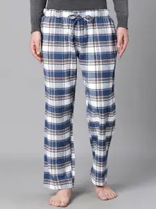 Oxolloxo Men Checked Cotton Mid-Rise Lounge Pant
